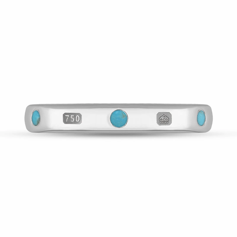 18ct White Gold Turquoise Queen's Jubilee Hallmark 6mm Ring D