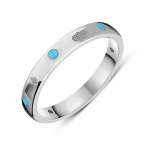 18ct White Gold Turquoise Queen's Jubilee Hallmark 6mm Ring D