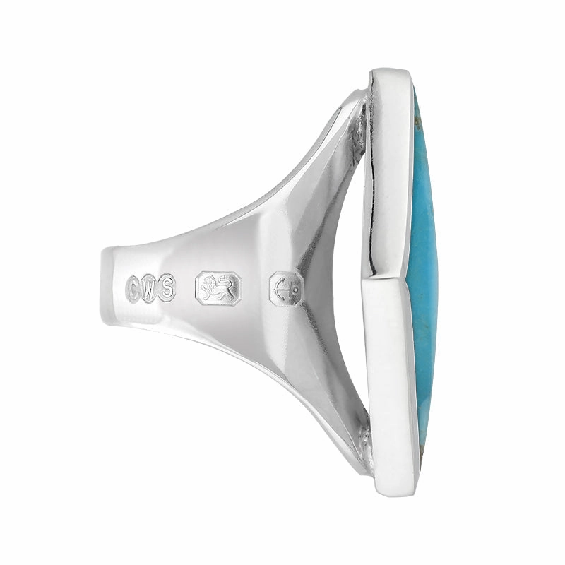 18ct White Gold Turquoise Queen's Jubilee Hallmark Medium Rhombus Ring D