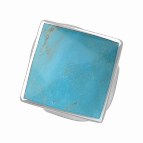 18ct White Gold Turquoise Queen's Jubilee Hallmark Medium Rhombus Ring D