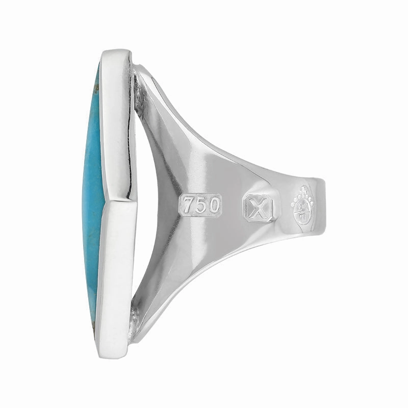 18ct White Gold Turquoise Queen's Jubilee Hallmark Medium Rhombus Ring D