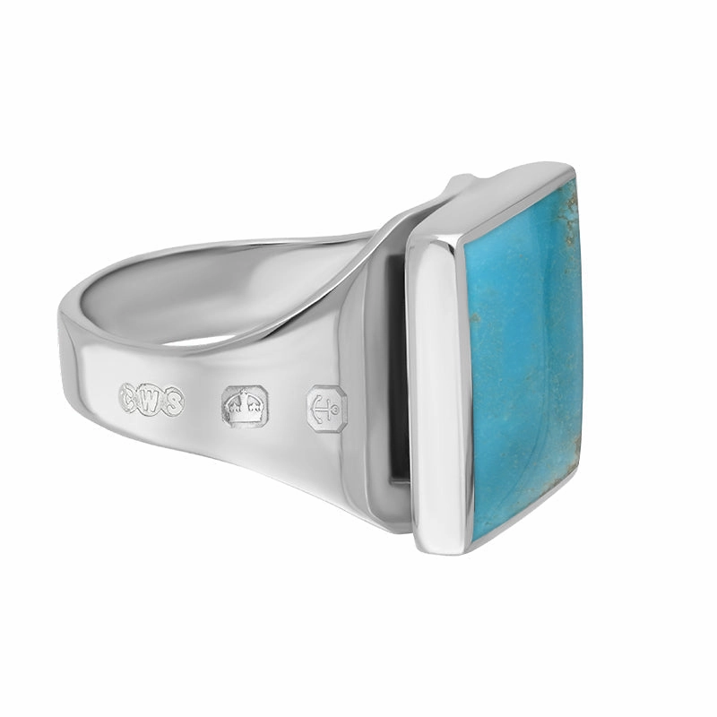 18ct White Gold Turquoise Queen's Jubilee Hallmark Small Square Ring D