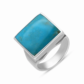 18ct White Gold Turquoise Small Square Ring