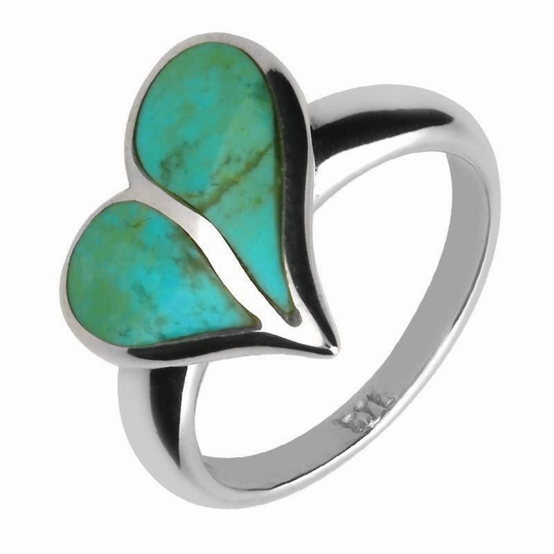 18ct White Gold Turquoise Split Heart Ring