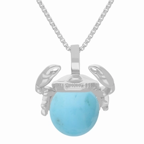 18ct White Gold Turquoise Zodiac Cancer 8mm Bead Pendant