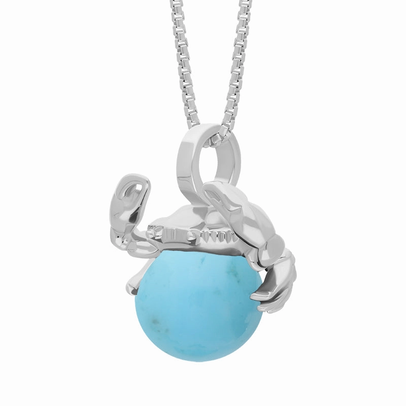 18ct White Gold Turquoise Zodiac Cancer 8mm Bead Pendant
