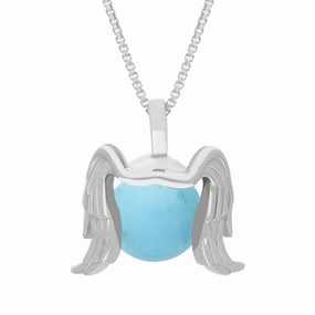 18ct White Gold Turquoise Zodiac Virgo 10mm Bead Pendant