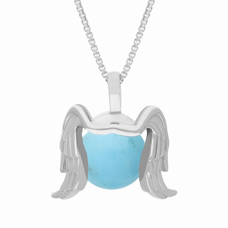 18ct White Gold Turquoise Zodiac Virgo 10mm Bead Pendant