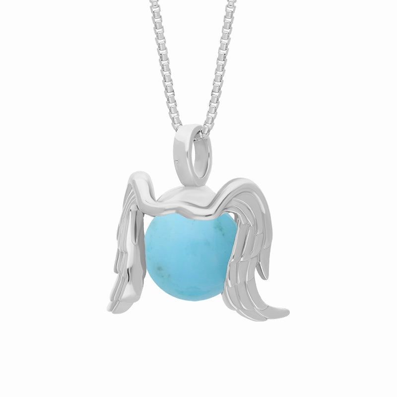 18ct White Gold Turquoise Zodiac Virgo 10mm Bead Pendant