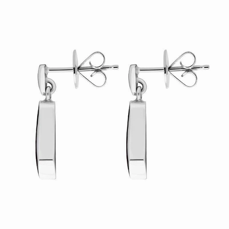 18ct White Gold Whitby Jet 0.06ct Diamond Bell Shaped Drop Earrings D
