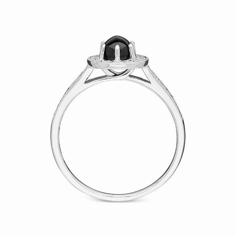 18ct White Gold Whitby Jet 0.23ct Diamond Round Cluster Ring