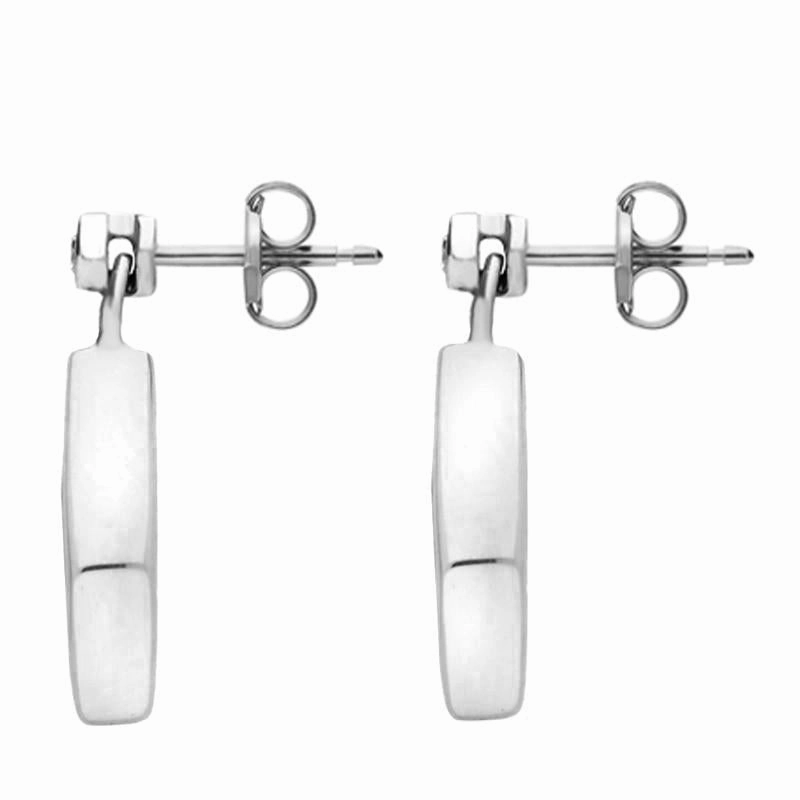 18ct White Gold Whitby Jet and Diamond Dinky Drop Earrings D