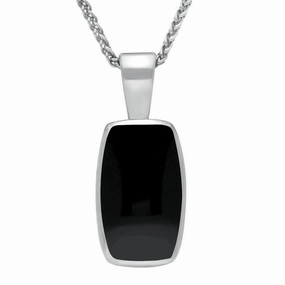 18ct White Gold Whitby Jet Barrel Shaped Necklace