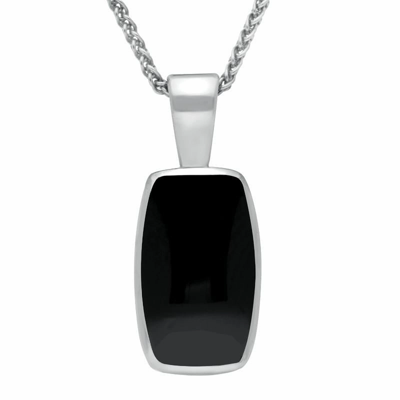 18ct White Gold Whitby Jet Barrel Shaped Necklace