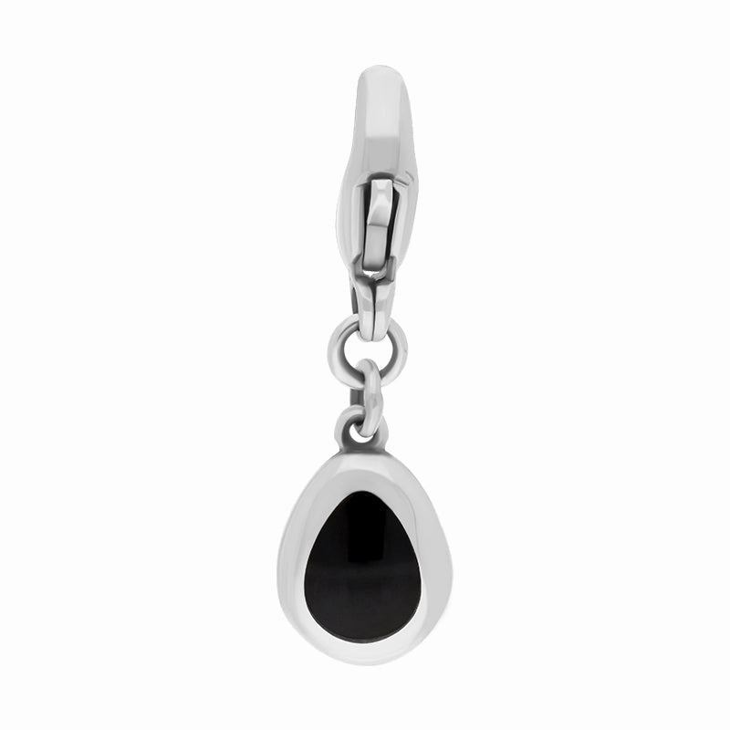 18ct White Gold Whitby Jet Pear Shaped Cross Clip Charm