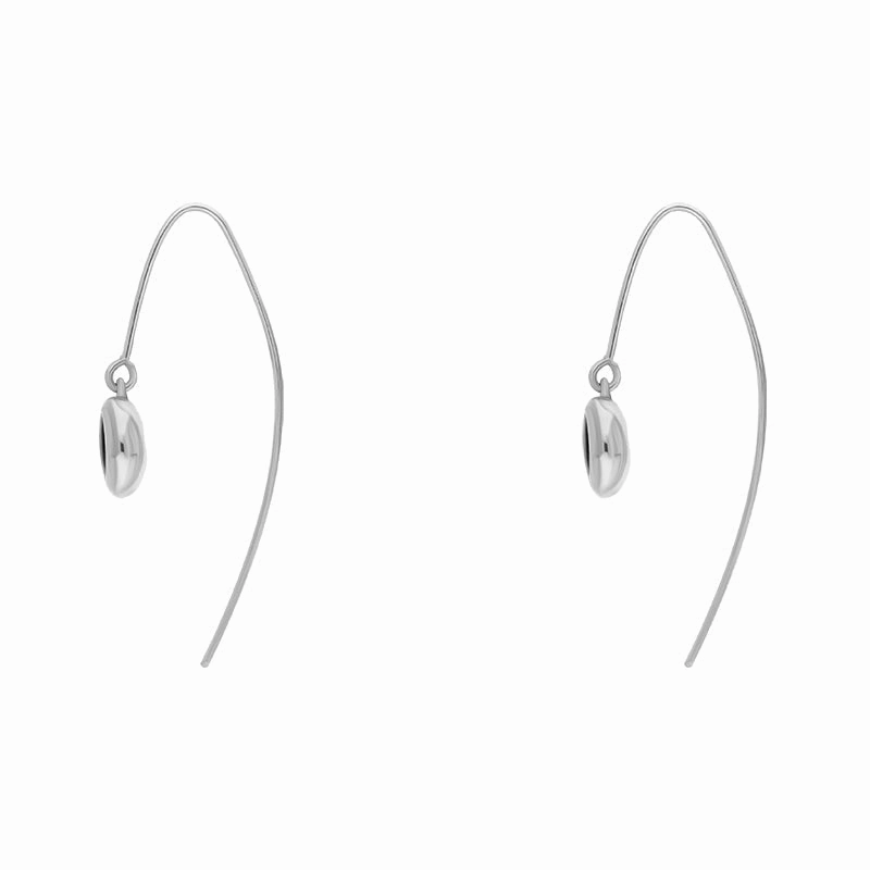 18ct White Gold Whitby Jet Star Disc Drop Earrings