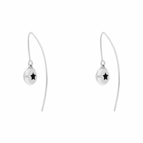 18ct White Gold Whitby Jet Star Disc Drop Earrings