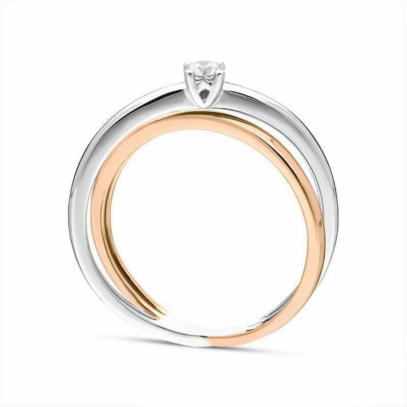 18ct White Rose Gold Diamond Cross Over Solitaire Ring