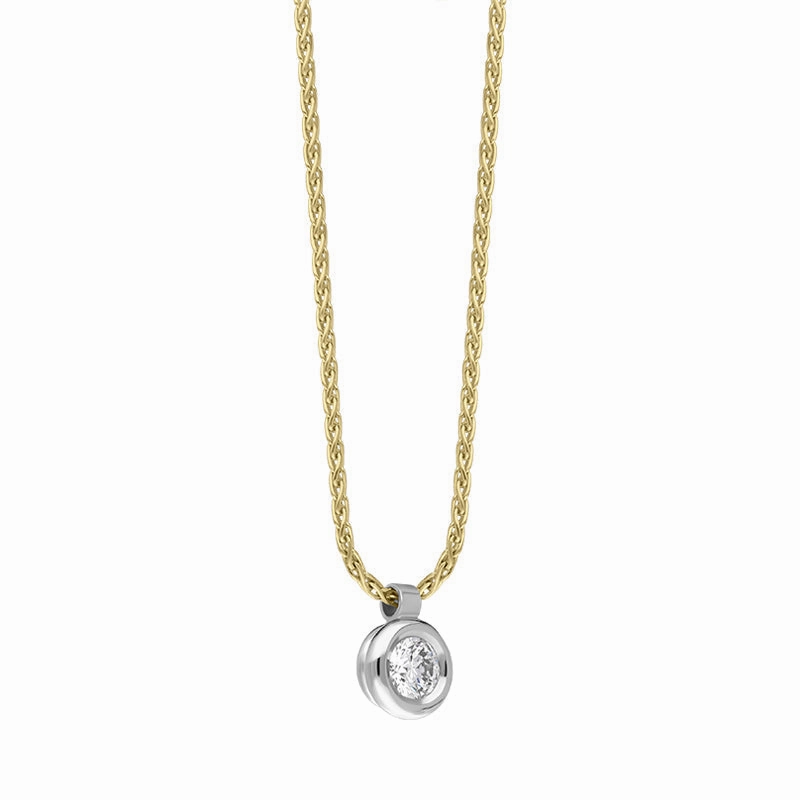 18ct White Yellow Gold 0.23ct Diamond Certified Solitaire Pendant Necklace