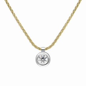 18ct White Yellow Gold 0.23ct Diamond Certified Solitaire Pendant Necklace