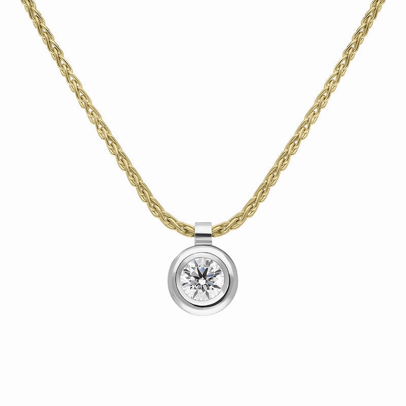 18ct White Yellow Gold 0.23ct Diamond Certified Solitaire Pendant Necklace