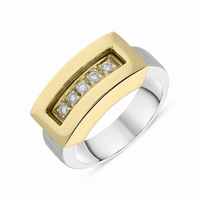 18ct White Yellow Gold Diamond Shank Ring