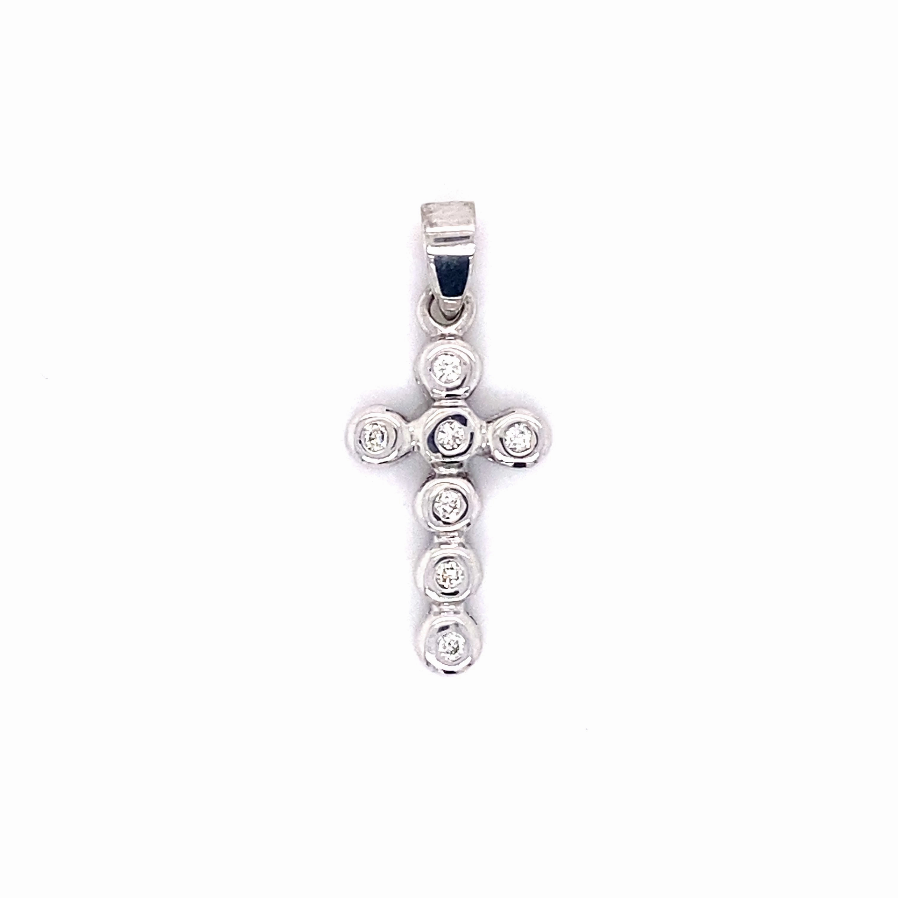 18ct Whitegold Diamond Circle Cross Pendant