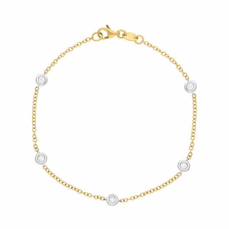 18ct Yellow and White Gold 0.24ct Diamond Chain Link Bracelet
