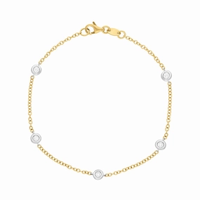 18ct Yellow and White Gold 0.24ct Diamond Chain Link Bracelet
