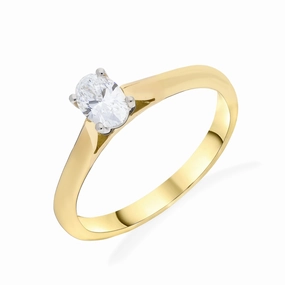 18ct Yellow and White Gold 0.41ct Diamond Oval Solitaire GIA Certified EVS1 Ring
