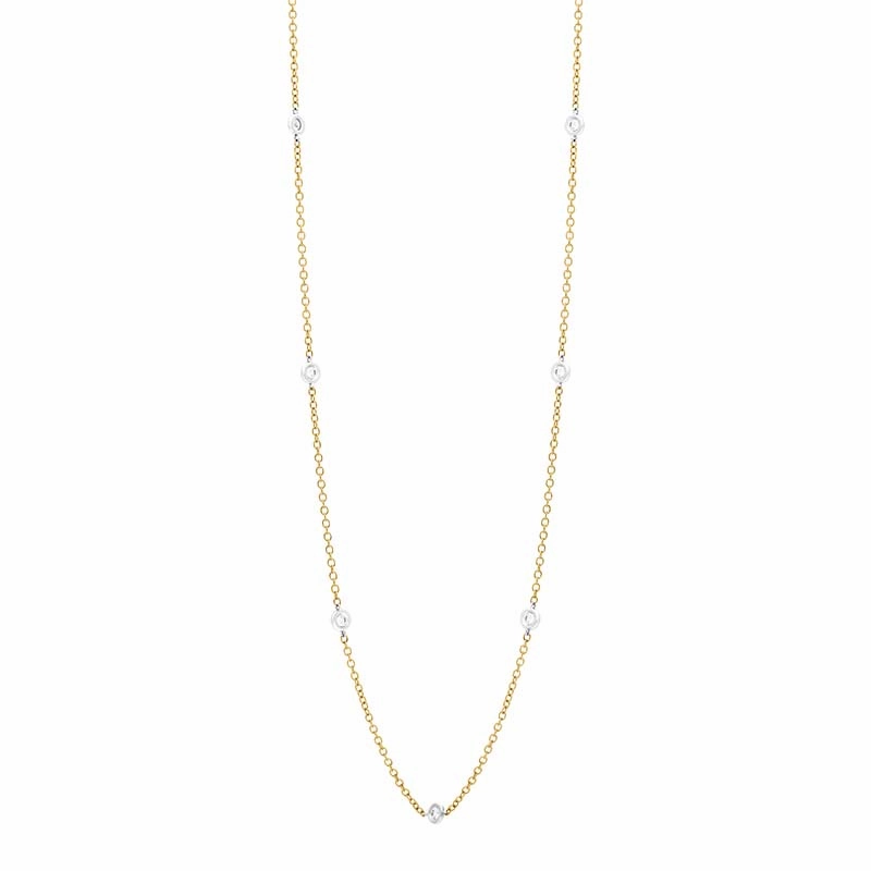 18ct Yellow and White Gold 0.48ct Diamond Chain Link Necklace