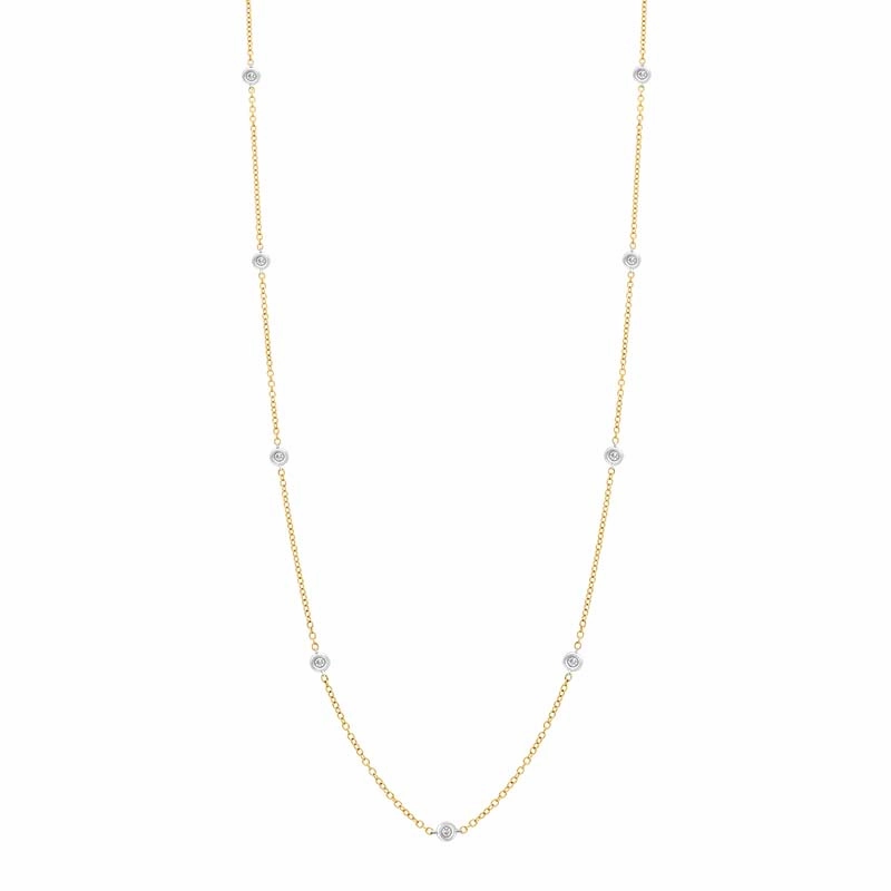 18ct Yellow and White Gold 0.48ct Diamond Chain Link Necklace