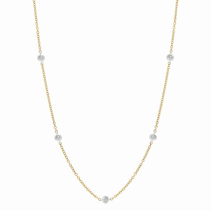 18ct Yellow and White Gold 0.48ct Diamond Chain Link Necklace