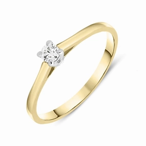 18ct Yellow Gold 0.11ct Brilliant Cut Diamond Solitaire Ring