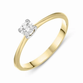 18ct Yellow Gold 0.22ct Diamond Brilliant Cut Solitaire Ring