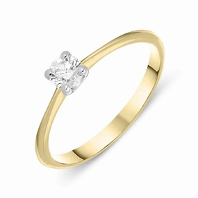 18ct Yellow Gold 0.25ct Diamond Brilliant Cut Solitaire Ring D