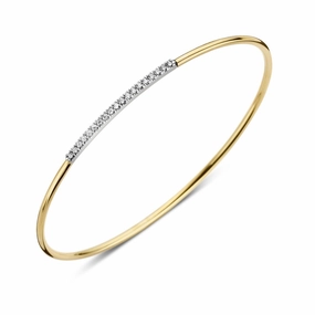 18ct Yellow Gold and 0.17ct Diamond Nineteen Stone Bangle