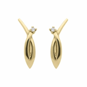 18ct Yellow Gold Diamond Shaped Earrings
