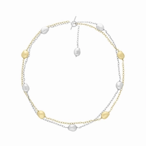 18ct Yellow Gold White Gold Pebble Link Necklace D