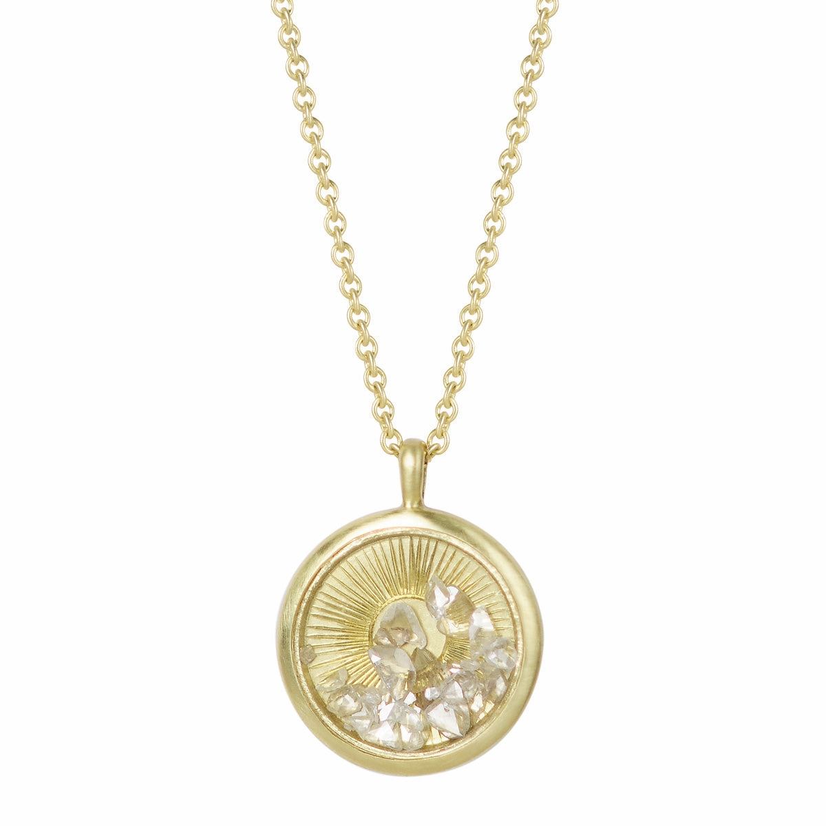 18K Gold 30 Year Floating Diamond - Illuminated Sun Pendant