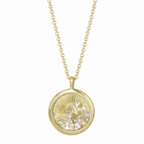 18K Gold 30 Year Floating Diamond - Illuminated Sun Pendant