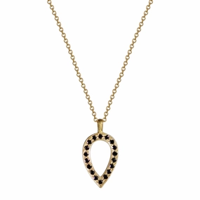 18K Gold Black Diamond Pave Teardrop Pendant