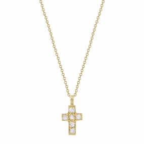 18K Gold Cross Pendant with Rose Cut Diamonds