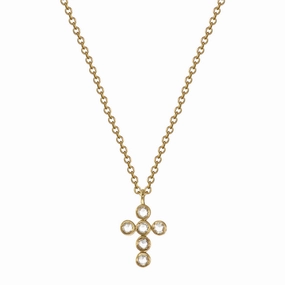 18K Gold Diamond Cross Pendant