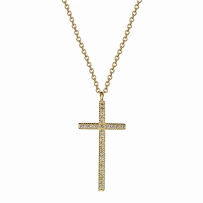 18K Gold Diamond Pave Cross Pendant