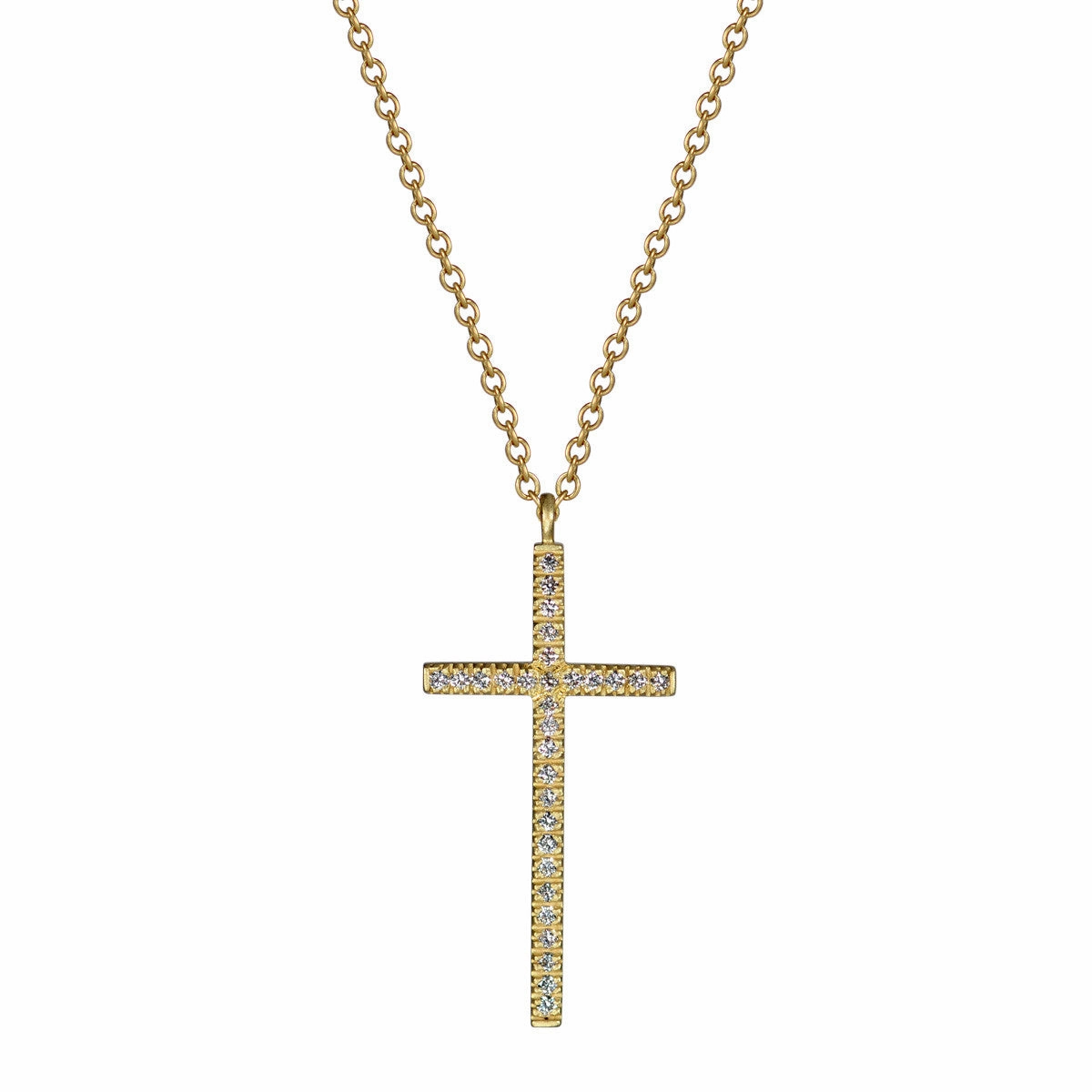 18K Gold Diamond Pave Cross Pendant