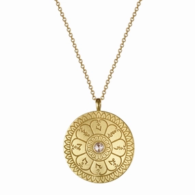 18K Gold Large Ritual Bell Pendant with Diamond