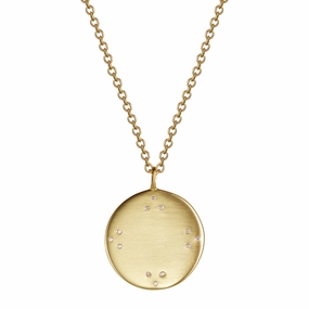 18K Gold Large Tibetan Mirror Pendant with Diamonds
