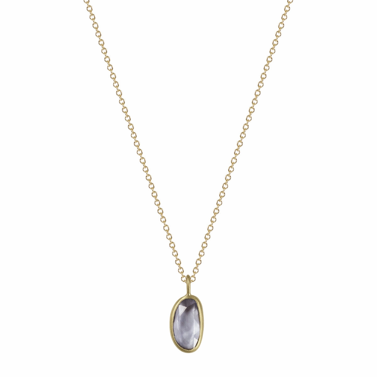 18K Gold Lavender Rose Cut Sapphire Pendant
