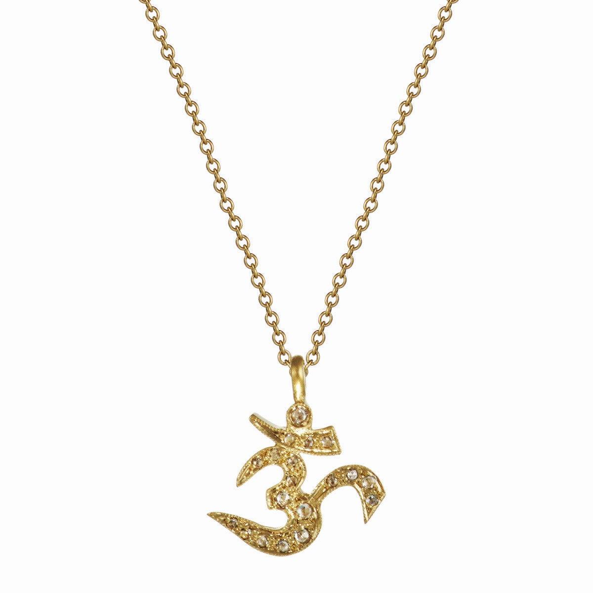 18K Gold Om Pendant with Pav Diamonds